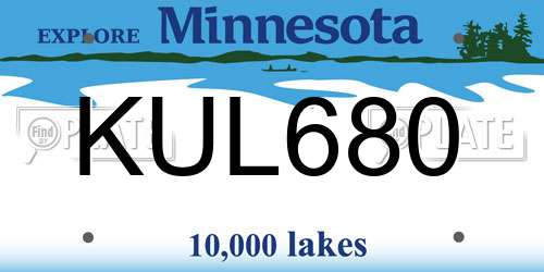 KUL680 Minnesota License Plate