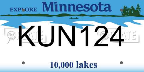 KUN124 Minnesota License Plate