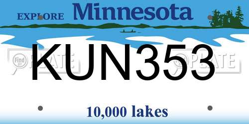KUN353 Minnesota License Plate