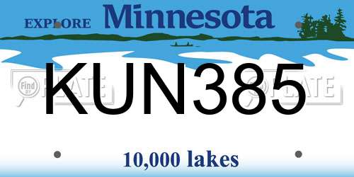 KUN385 Minnesota License Plate