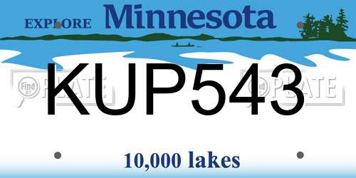 KUP543 Minnesota License Plate