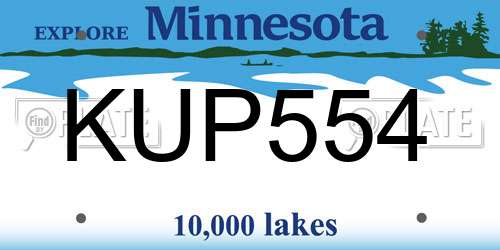 KUP554 Minnesota License Plate