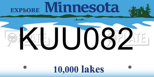 KUU082 Minnesota License Plate
