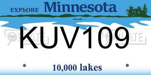 KUV109 Minnesota License Plate