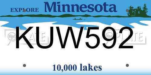 KUW592 Minnesota License Plate