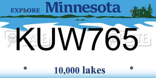 KUW765 Minnesota License Plate
