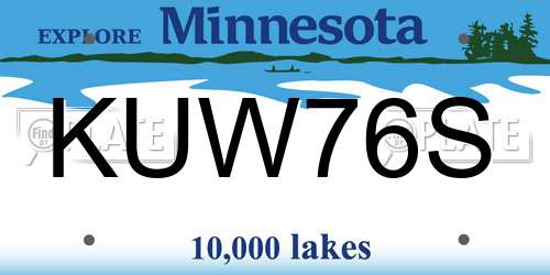 KUW76S Minnesota License Plate