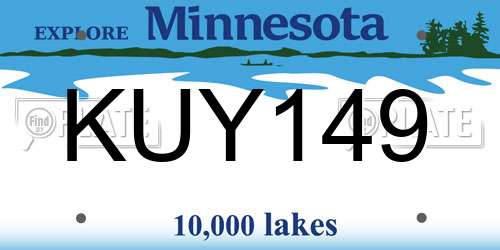 KUY149 Minnesota License Plate
