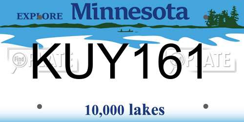 KUY161 Minnesota License Plate