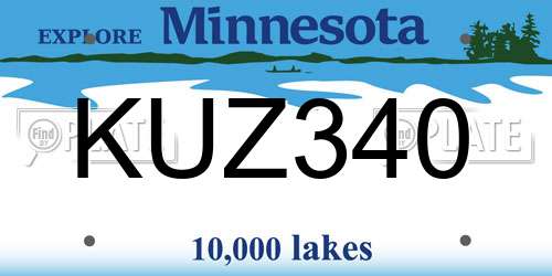 KUZ340 Minnesota License Plate
