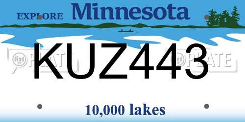 KUZ443 Minnesota License Plate