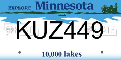 KUZ449 Minnesota License Plate