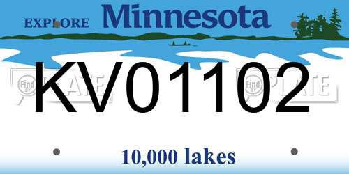 KV01102 Minnesota License Plate