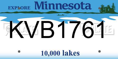 KVB1761 Minnesota License Plate