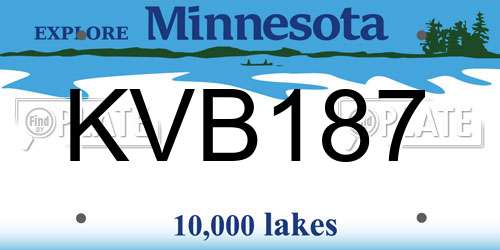 KVB187 Minnesota License Plate