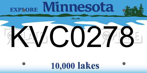 KVC0278 Minnesota License Plate