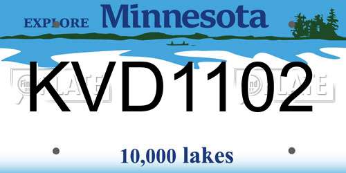 KVD1102 Minnesota License Plate