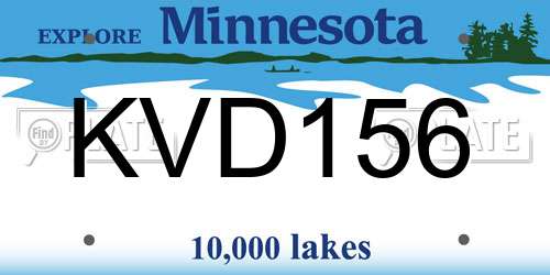 KVD156 Minnesota License Plate