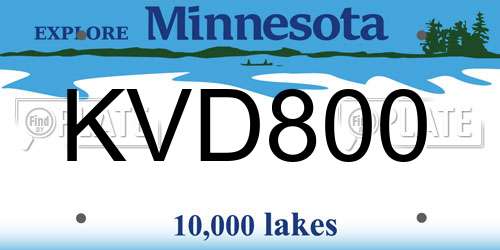 KVD800 Minnesota License Plate