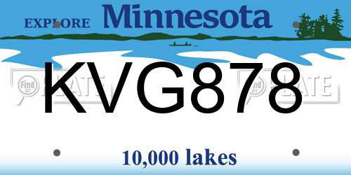 KVG878 Minnesota License Plate