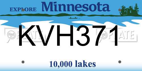 KVH371 Minnesota License Plate