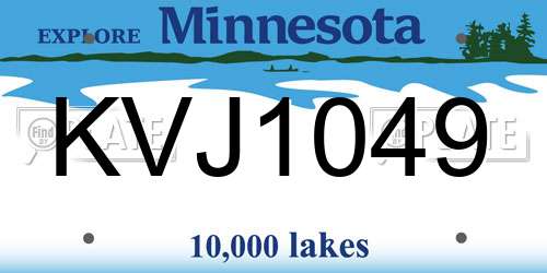 KVJ1049 Minnesota License Plate