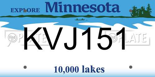 KVJ151 Minnesota License Plate