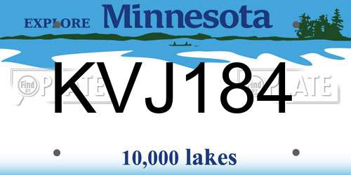 KVJ184 Minnesota License Plate