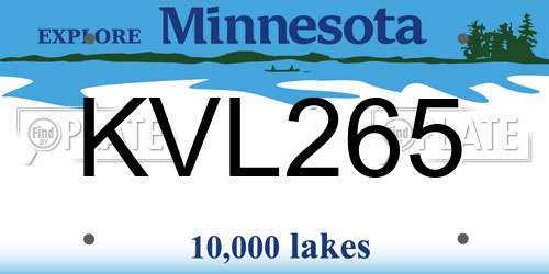 KVL265 Minnesota License Plate