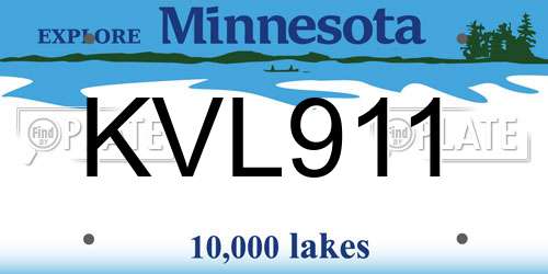 KVL911 Minnesota License Plate