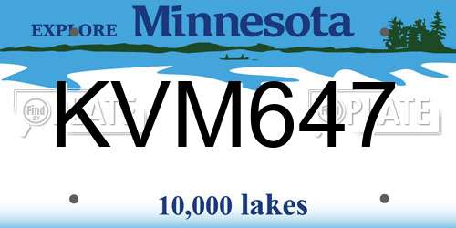KVM647 Minnesota License Plate
