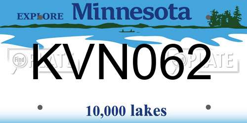 KVN062 Minnesota License Plate