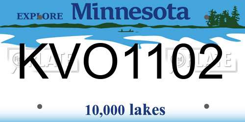 KVO1102 Minnesota License Plate