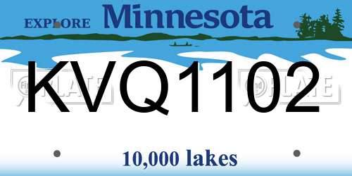 KVQ1102 Minnesota License Plate