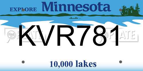 KVR781 Minnesota License Plate
