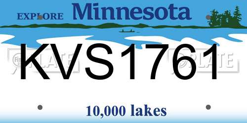 KVS1761 Minnesota License Plate