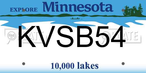 KVSB54 Minnesota License Plate