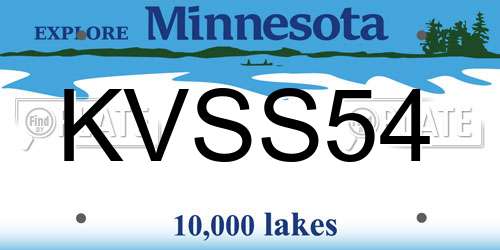 KVSS54 Minnesota License Plate
