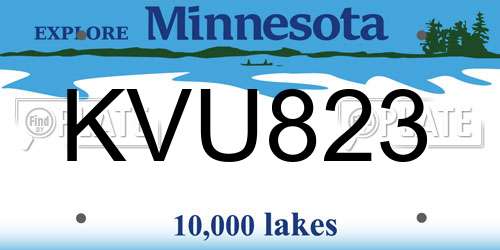 KVU823 Minnesota License Plate