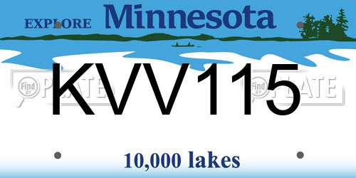 KVV115 Minnesota License Plate