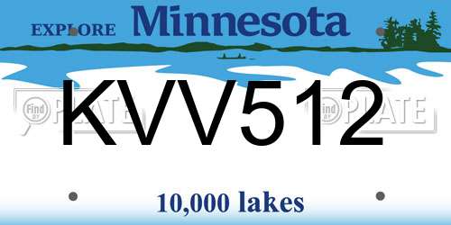 KVV512 Minnesota License Plate