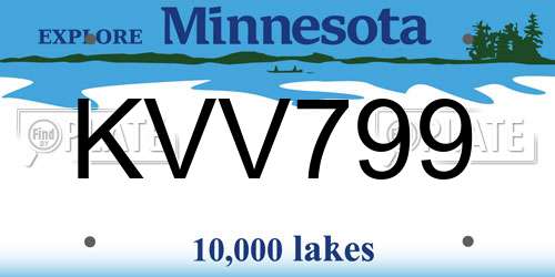 KVV799 Minnesota License Plate