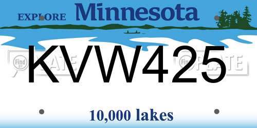 KVW425 Minnesota License Plate