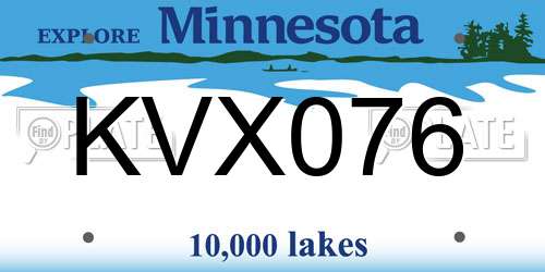 KVX076 Minnesota License Plate