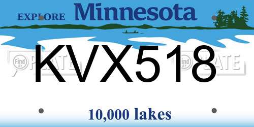 KVX518 Minnesota License Plate