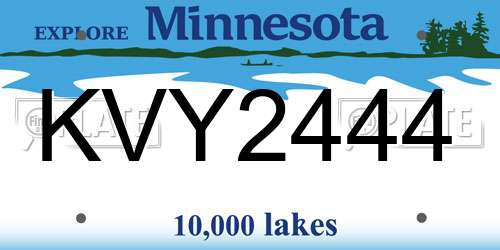 KVY2444 Minnesota License Plate