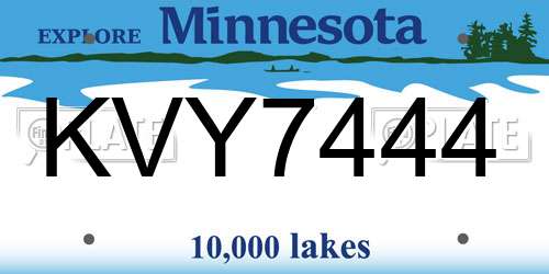 KVY7444 Minnesota License Plate