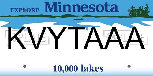 KVYTAAA Minnesota License Plate