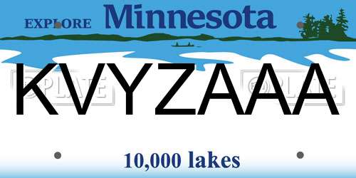 KVYZAAA Minnesota License Plate