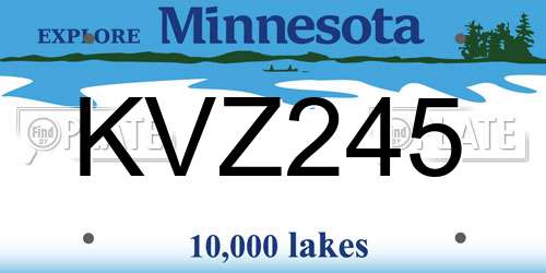 KVZ245 Minnesota License Plate